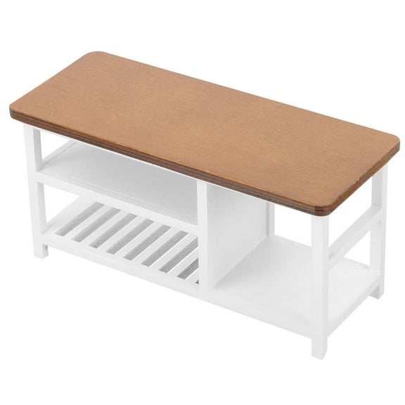 FOMIYES Wooden Mini Computer Table for Decoration Light Tiny Furniture with Delicate Details 4.5x3.2 Inches