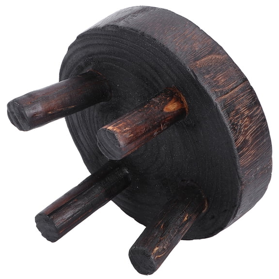 FOMIYES Large Black Wooden Round Three-Legged Plant Stool for Home Decoration
