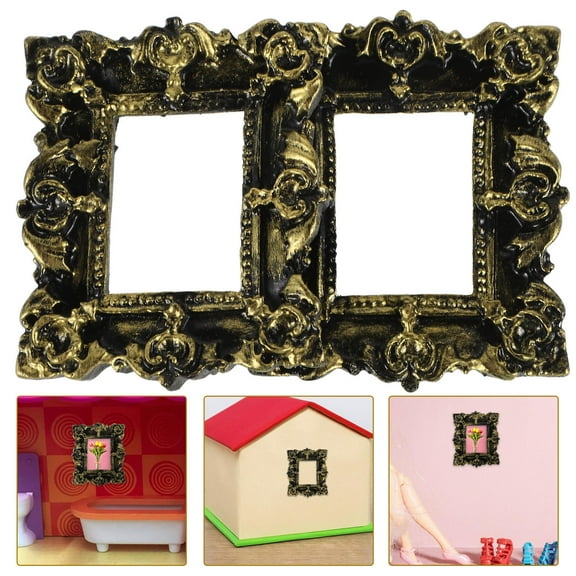 FOMIYES Worgeous 2pcs Photo Frame Props Miniature Resin Retro Picture Frames