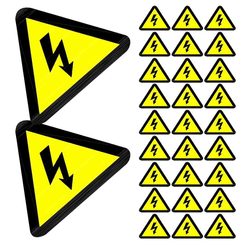 Yellow Security Sticker FOMIYES Electric Shock Warning Stickers Yellow Adhesive Safety Labels ...