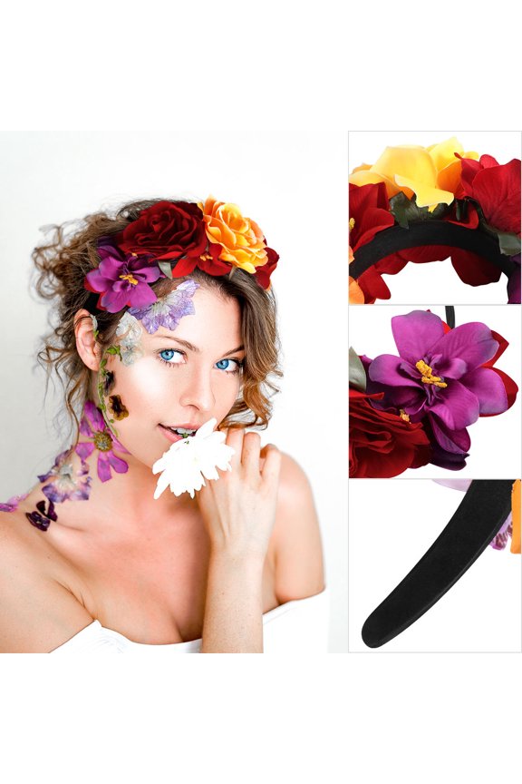 floral wreath headband Flower Headband Durable Cloth Multi 1PC for Beach Party