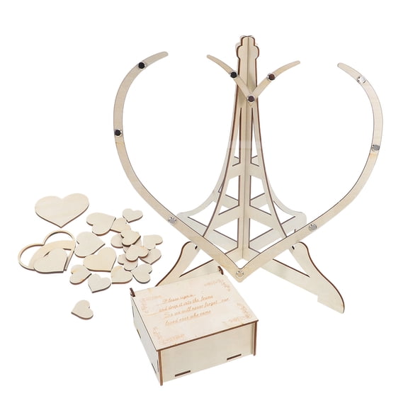 FOMIYES Heart Shaped Wooden Wedding Guest Book Drop Box, Beige Keepsake Card Storage Box for Couples Wedding Reception Decor