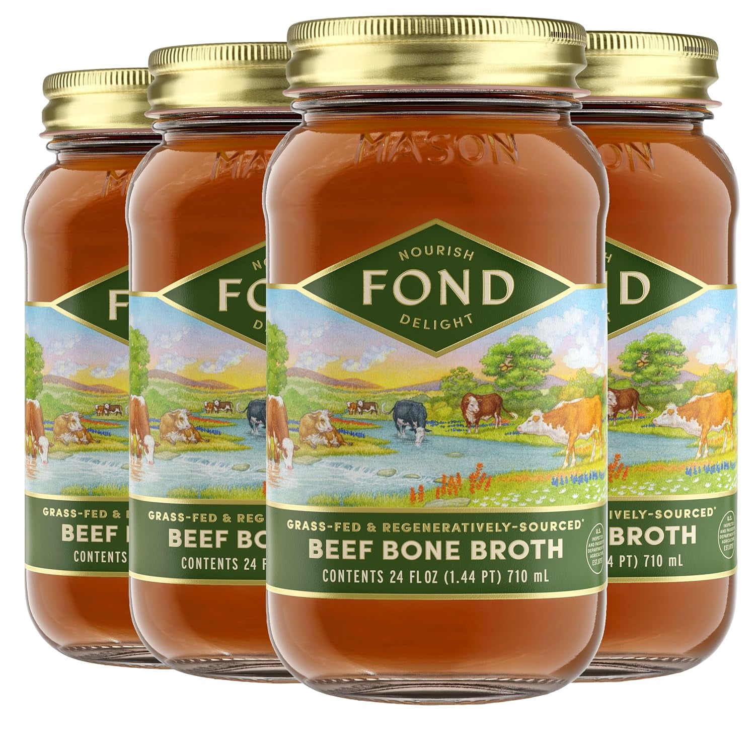 FOND Grassfed Regenerative Beef Bone Broth 4Pack