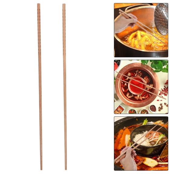 FONDOTIN Heat Protection Cooking Chopsticks Natural Wood 1 Pair Khaki Color