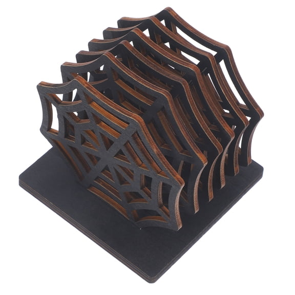 FONDOTIN 1 Set 6 Coasters Black Wood Coaster Heat Insulation Protective For Lovers Neighbors Decor