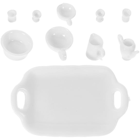 FONDOTIN Cooking Utensils for Dollhouse Kitchen Doll House Miniature Tableware Set 1 Set 10 Pieces