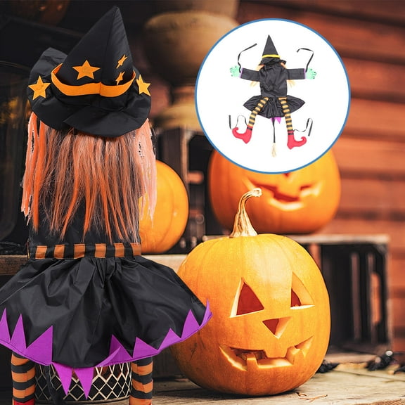 FONDOTIN 1 Set Purple Polyester Tree Climbing Witch Doll Home Festivities 106X77CM