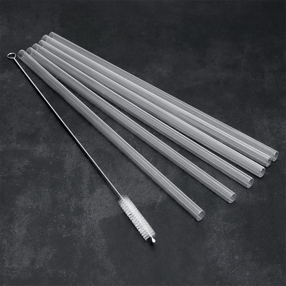 FONDOTIN 6 Straws Silicone Straw Set for Bar Use Easy to Clean Transparent