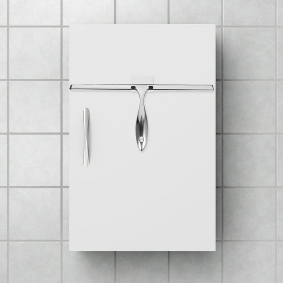 FONDOTIN 1 Set Squeegee For Bathroom Glass Doors And Windows Stainless Steel Mirror Cleaning 14 Inches Silver