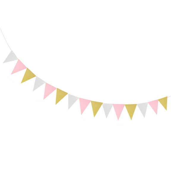 FONDOTIN 1 Set Triangular Bunting Banner Multicolor Glitter Paper for Nursery and Birthday Party