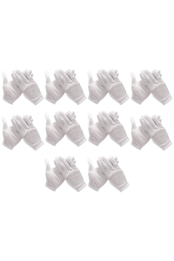 10 Pairs Gloves Antistatic White Conductive Fiber for Electronics Inspection