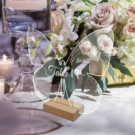 FONDOTIN 10 Sets Transparent Acrylic Reserved Signs for Weddings and Events Butterfly Shape Table Signs