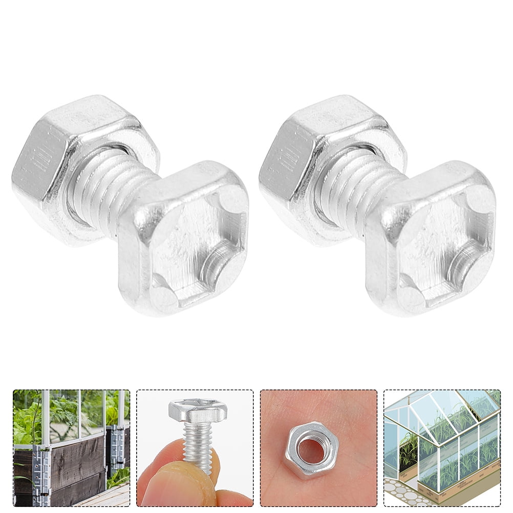 FONDOTIN 100 Sets Strengthen Panels Aluminium Greenhouse Bolts and Nuts Silver Hexagonal Nut for Greenhouse Accessories