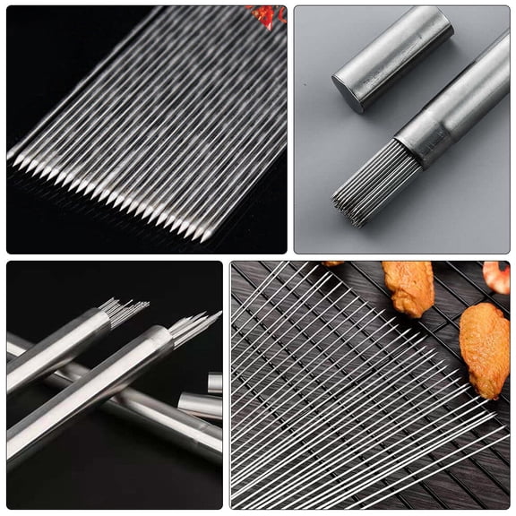 FONDOTIN 100Pcs Stainless Steel Grilling Skewers Durable Barbecue Sticks for Outdoor Picnic