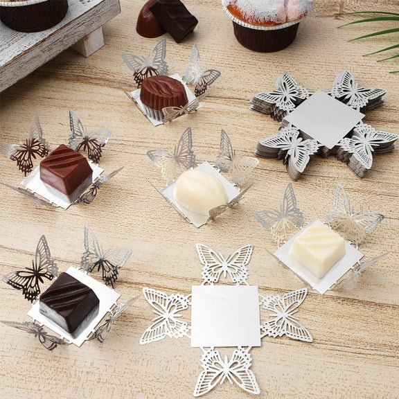 FONDOTIN 100Pcs Small Chocolate Cups in Silver for Party and Wedding present Giving