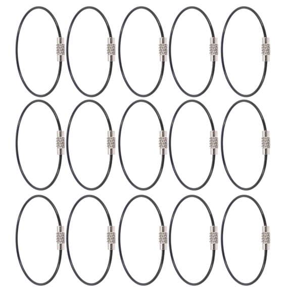 FONDOTIN Steel Key Rings 100Pcs Black Durable Wire Keychain Cable for Keys