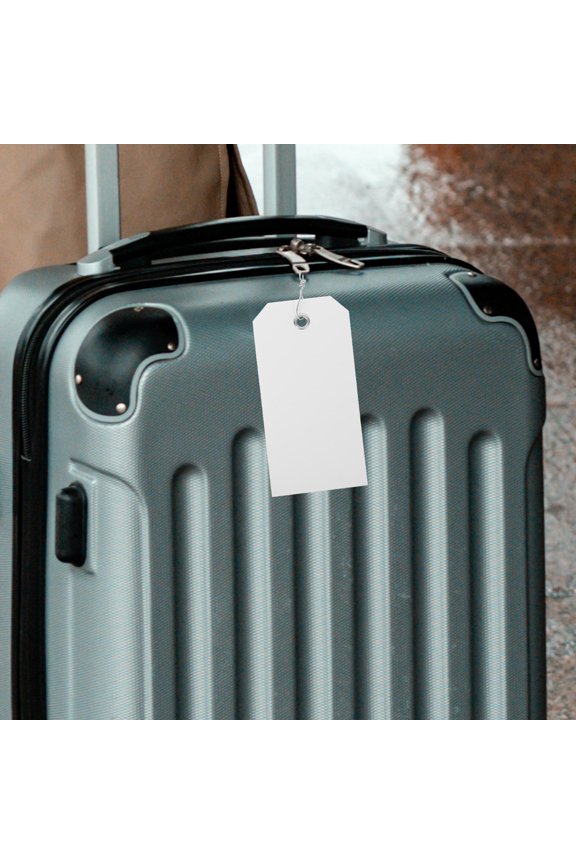 100pcs Blank Luggage Tags Iron Wire Designed Blank Labels Writable Hanging Labels for Suitcases Travel Essentials Hanging Shipping Tags with Wire