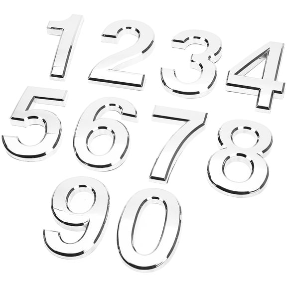 FONDOTIN Self Adhesive House Number Stickers Silver ABS 10Pcs Durable