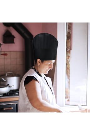 Adjustable Black Non-Woven Fabric Chef Hat Unisex All Ages for Kitchen Use 10Pcs