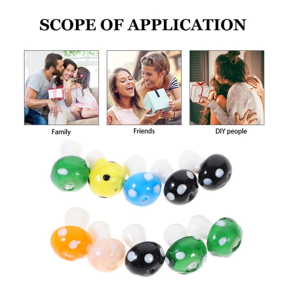 FONDOTIN Liu Li Colorful Mushroom Beads for Jewelry Making and Craft Accessories Assorted Colors
