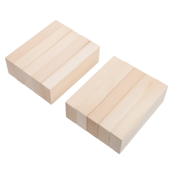 FONDOTIN 10Pcs Unfinished Wood Blocks Beige Polished Craft Wood Plate for Painting and Decoration