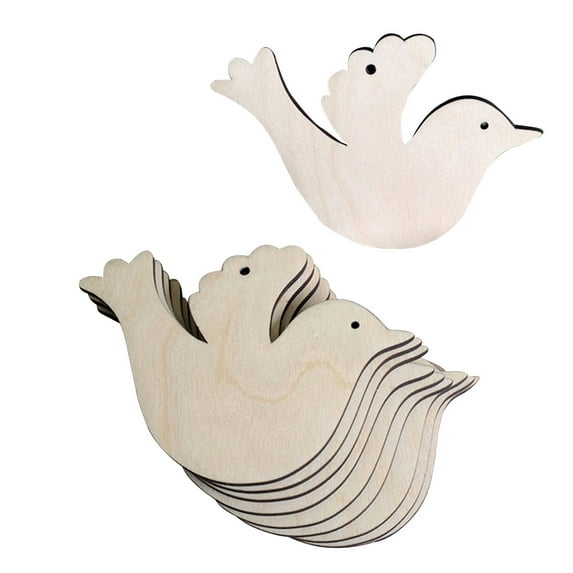 FONDOTIN Wood Ornament Craft Bird Cutout Decoration Beige 10pcs Diy Craft For Christmas