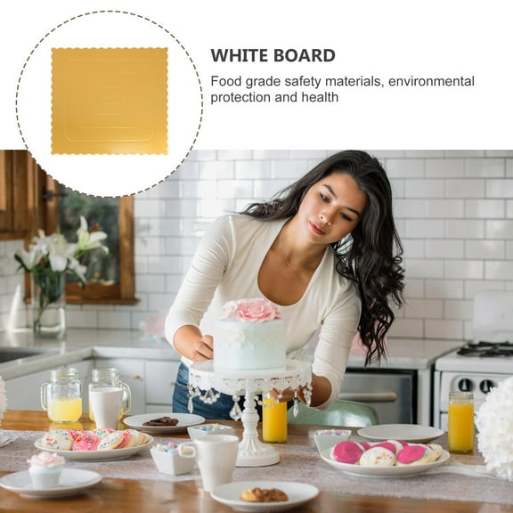 FONDOTIN 10Pcs Golden Cake Pads Strong Disposable Cake Cardboard Bases