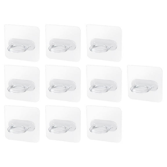 FONDOTIN 10Pcs Hooks Adhesive Wall Adhesive Hook Rack for Kitchen Organization Transparent PP Plastic