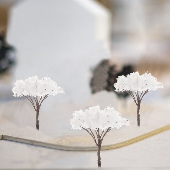 FONDOTIN 10Pcs White Artificial Flower Trees Perfect for Model Scenery and Decorative Use