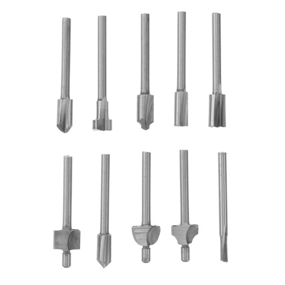 FONDOTIN 10Pcs Rotary Tool Router Bits Carbide Spiral Cutter Plated Silver for Electric Trimmer