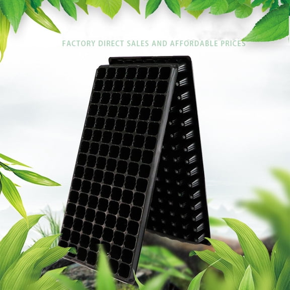 FONDOTIN 10Pcs Grower for Planting Black Plastic Tray with 105 Cells and Ventilated Design