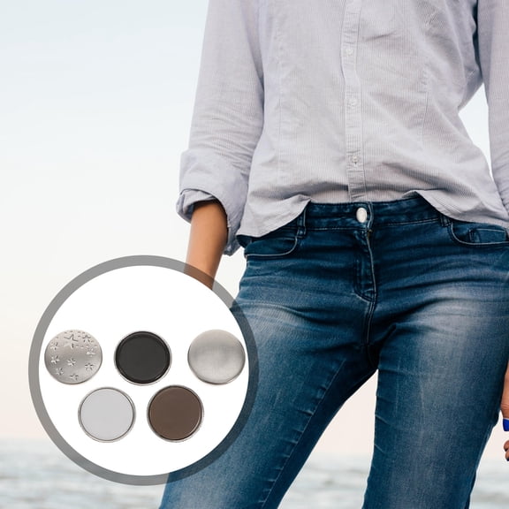 FONDOTIN 10Pcs Universal Buckles for Jeans Adjustable Metal Buttons Snap Fastener Set