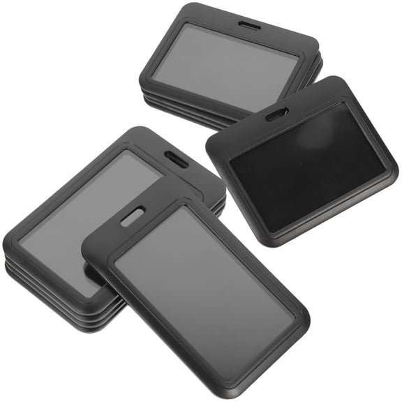 FONDOTIN 10Pcs Black Horizontal Name Badge Holder Protective Sleeve with Clear Window for Staff and Work