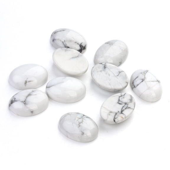 FONDOTIN 10Pcs White Howlite Oval Stones for Jewelry Making Natural Stone Craft Materials