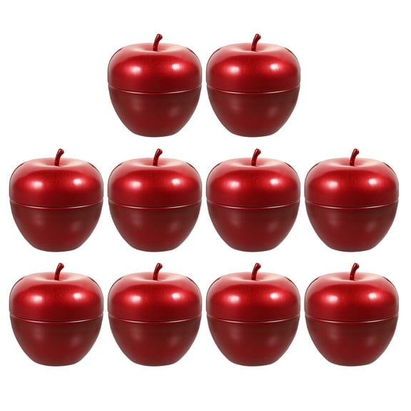 FONDOTIN Apple Shaped Tinplate Tea Jar, Red, Multi-Function, for Decoration (10Pcs)