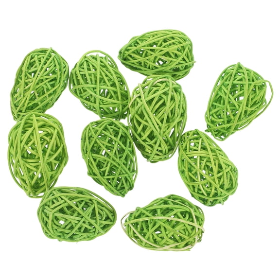 FONDOTIN 10Pcs Green Colored Rattan Easter Eggs for Easter Basket and Home Decor