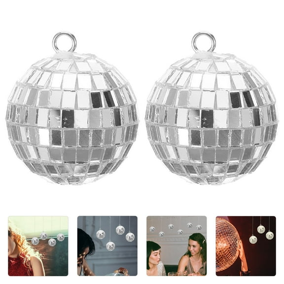 FONDOTIN 10pcs Silver Disco Ball Hanging Decorations Retro Design Light Reflection Adults Christmas Occasion