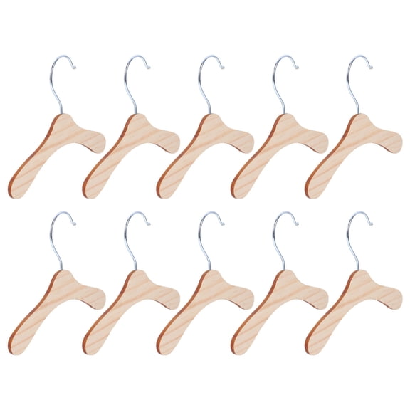 FONDOTIN 10Pcs Wooden Pet Clothes Hanger Rack in Khaki for Neat Dog Apparel Storage