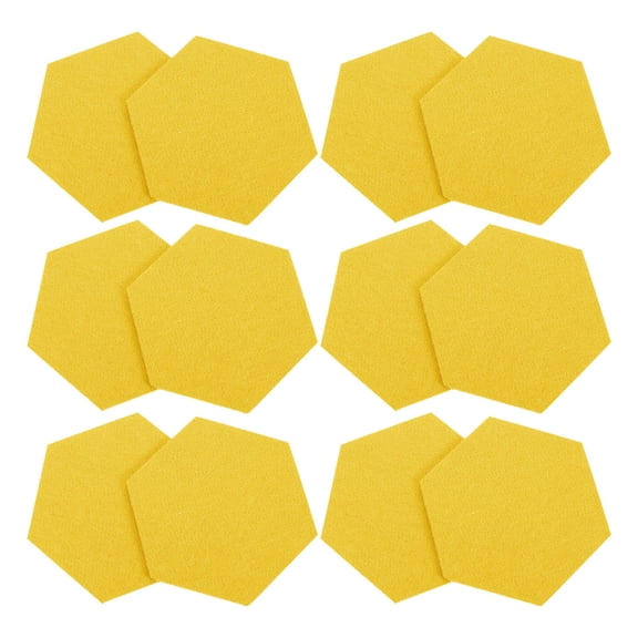 FONDOTIN 12Pcs Yellow Felt Hexagon Wall Memo Boards Self Adhesive Decorative Bulletin Board