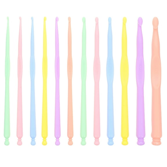 FONDOTIN 12Pcs Tunisian Crochet Hooks Set Plastic Material Lightweight for Home Use
