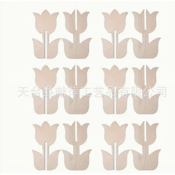 FONDOTIN 12 Sets Unfinished Wooden Tulip Cutouts 4.7X1.9X1.9In Diy Craft Supplies For Decoration