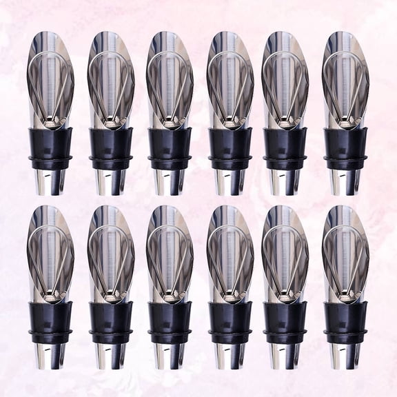 FONDOTIN 12Pcs Cylindrical Silver Stainless Steel Bottle Pourer for Home Use