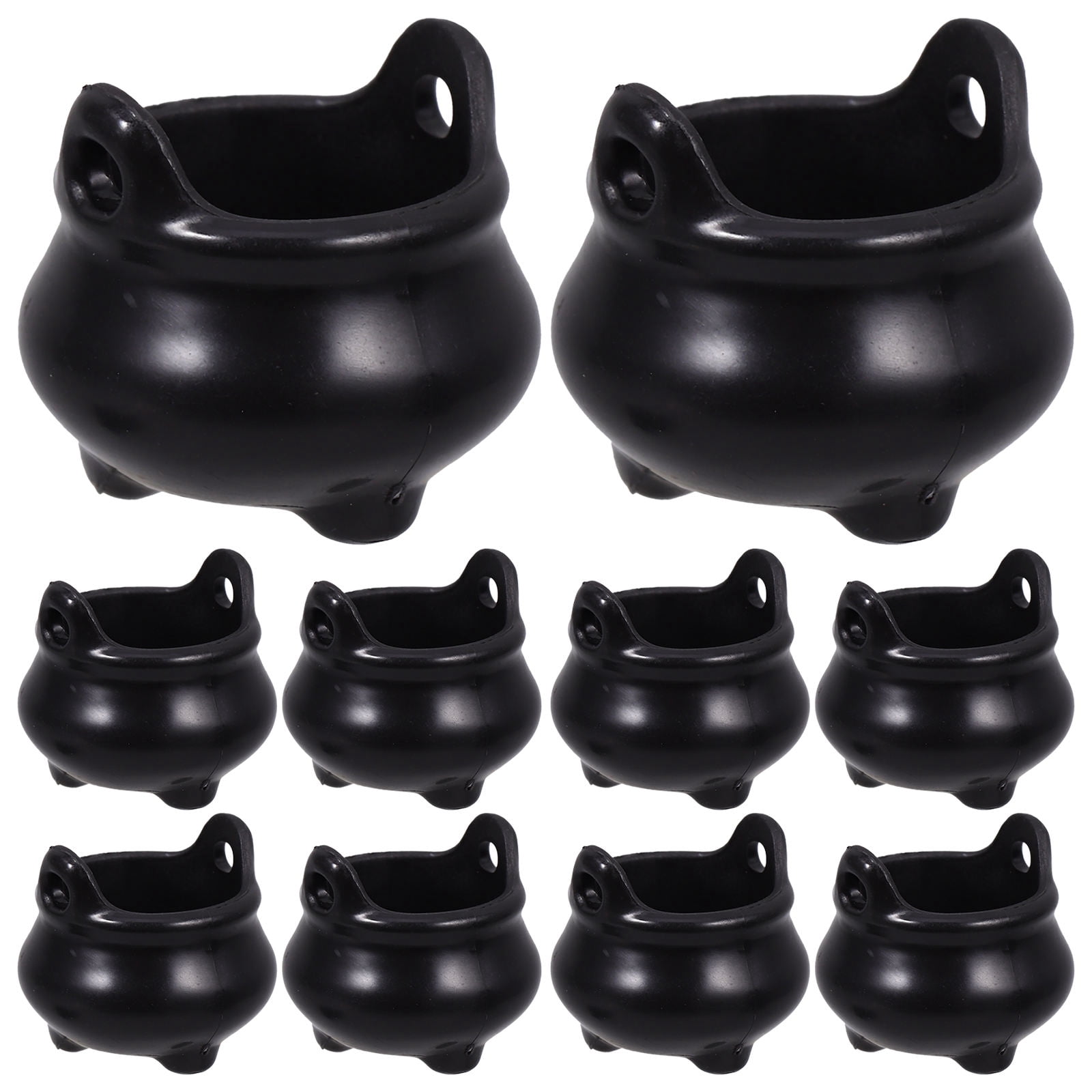 FONDOTIN 12Pcs Mini Cauldron Pot Black Abs Miniature Witch Cauldron for ...