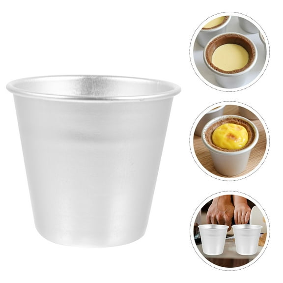 FONDOTIN Daily Baking Pudding Cup Silver 12Pcs 3x3x2.2In