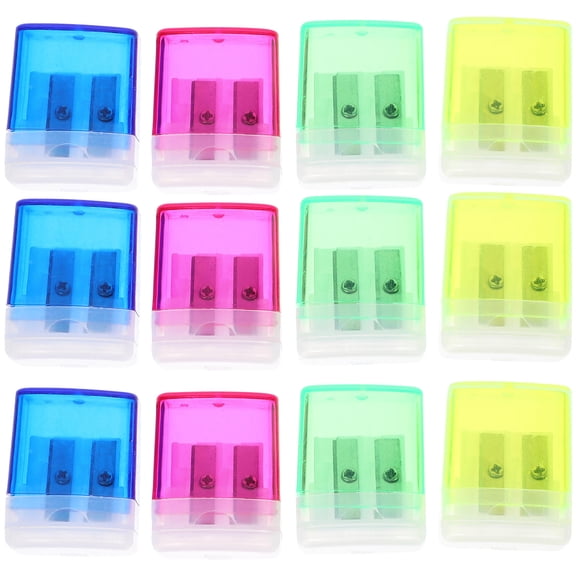 FONDOTIN 12pcs Pencil Sharpeners Sharpner Pencil Plastic Fluorescent Yellow for Office