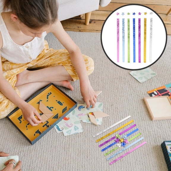 FONDOTIN 140 Pcs Paper Stars Strips Colored 24.00X1.00X0.10CM