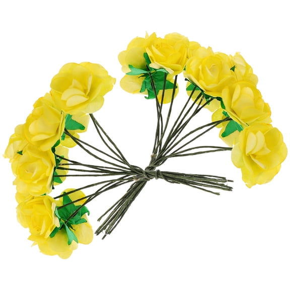 FONDOTIN Paper Flower Craft Simulated Flower Plant Yellow Paper 144Pcs