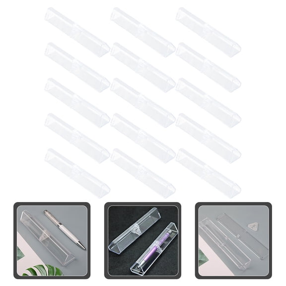 FONDOTIN 15Pcs Clear Ballpoint Pen Holders Portable Pen Storage Cases Ideal for Travel