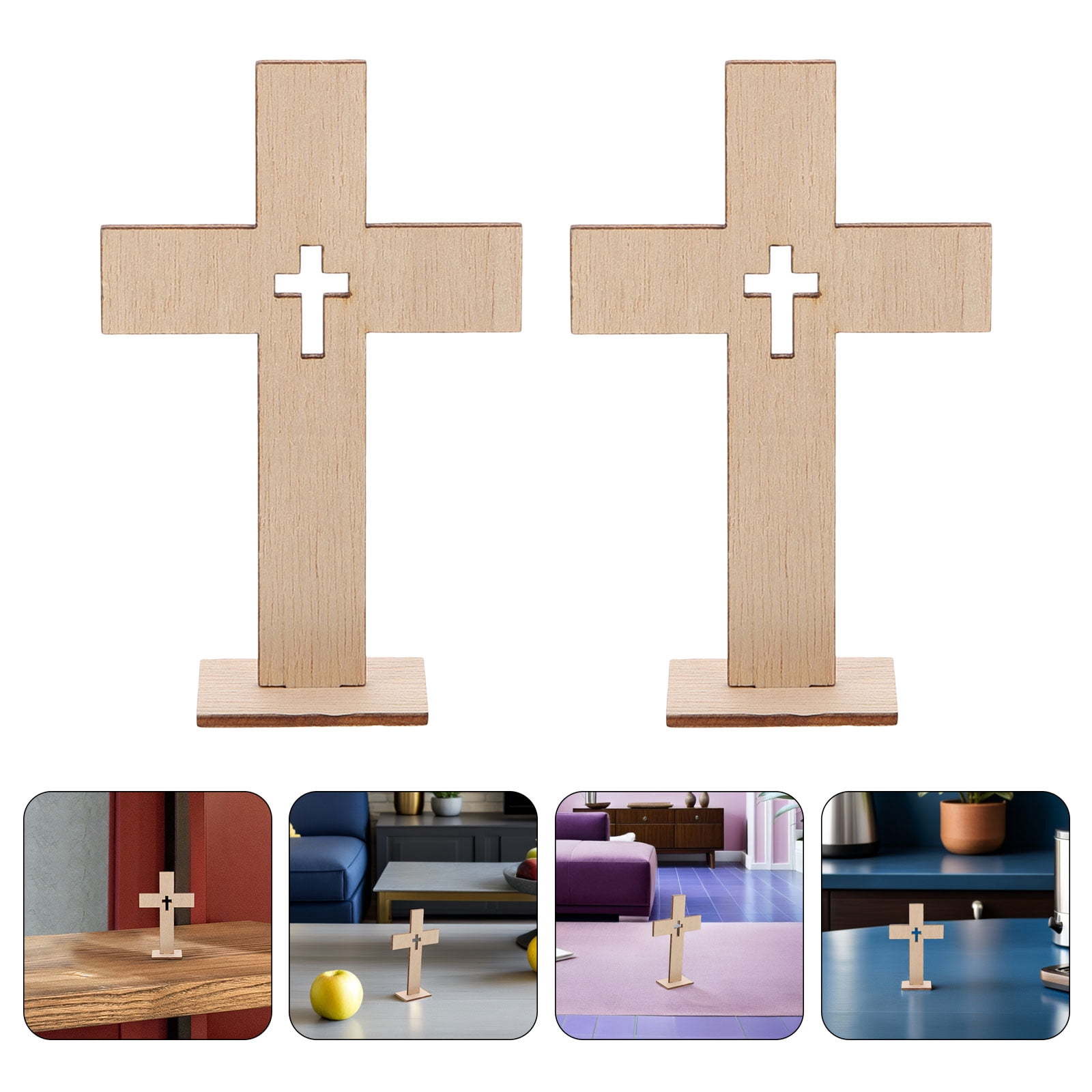 Baptism Table FONDOTIN 18pcs Wooden Cross Standing Table Sign for Baptism ...