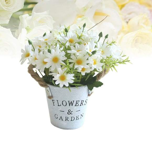 FONDOTIN 1PC Artificial Small Daisy Potted Artificial Daisy Plastic Office Decor Retro for Schools